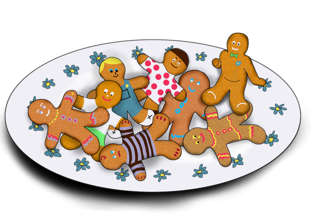 drawing of a plate of gingerbread cookies