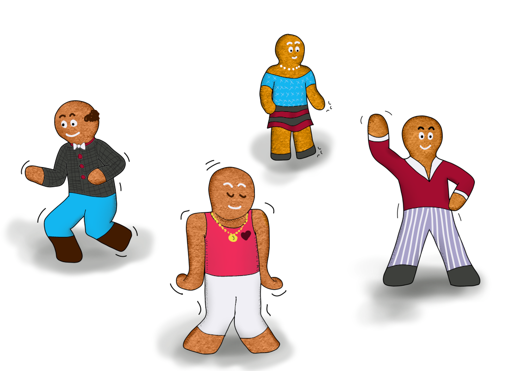 random weird gingerbread cookie dances